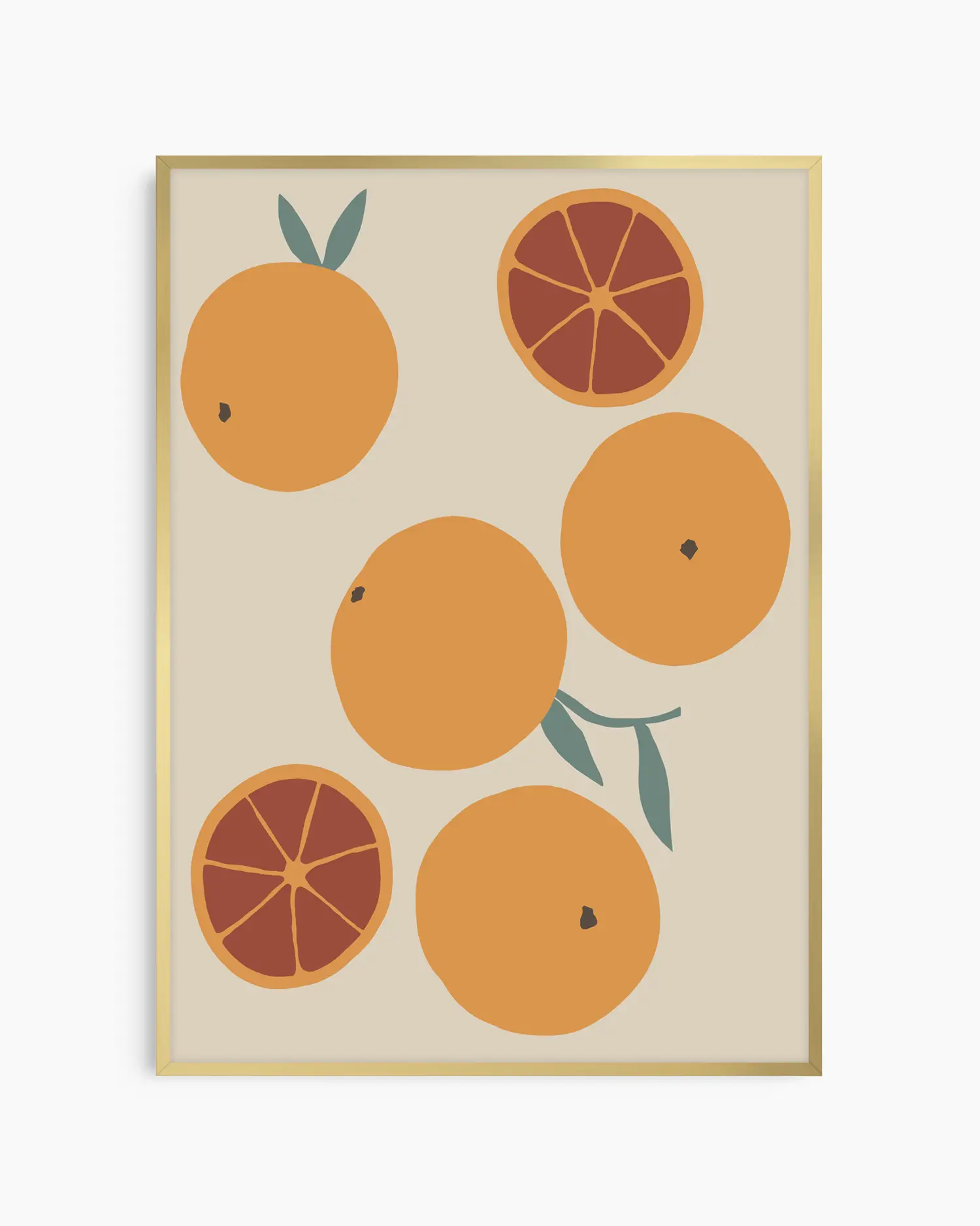 Warm, minimalist wall art in pastel golden yellow tones on a pastel golden yellow background, shown in a gold frame.