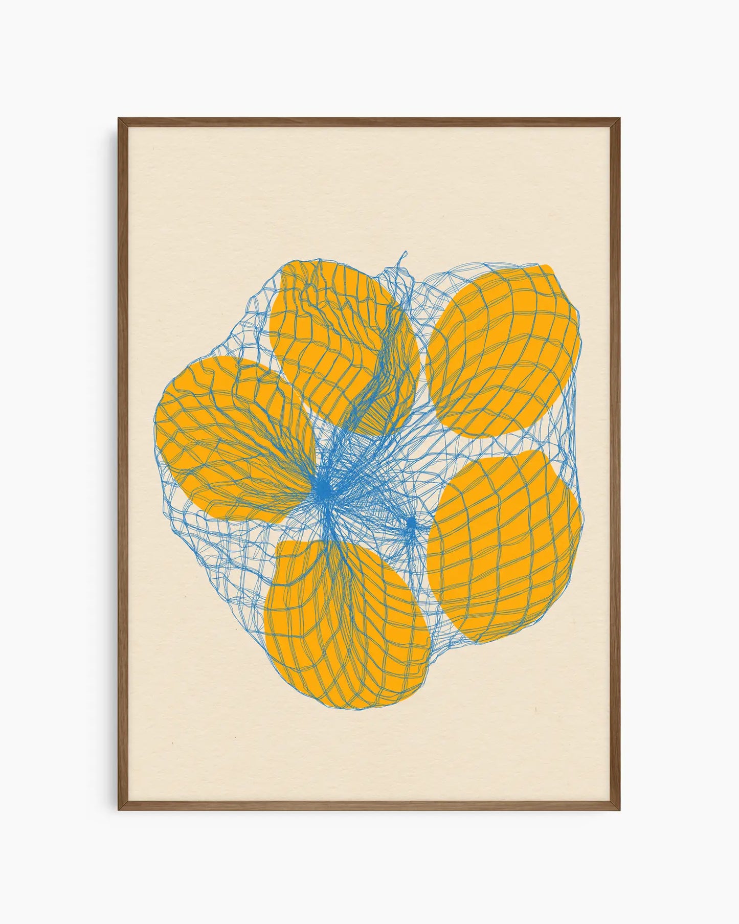 Framed Illustration of Lemons in a Net Bag