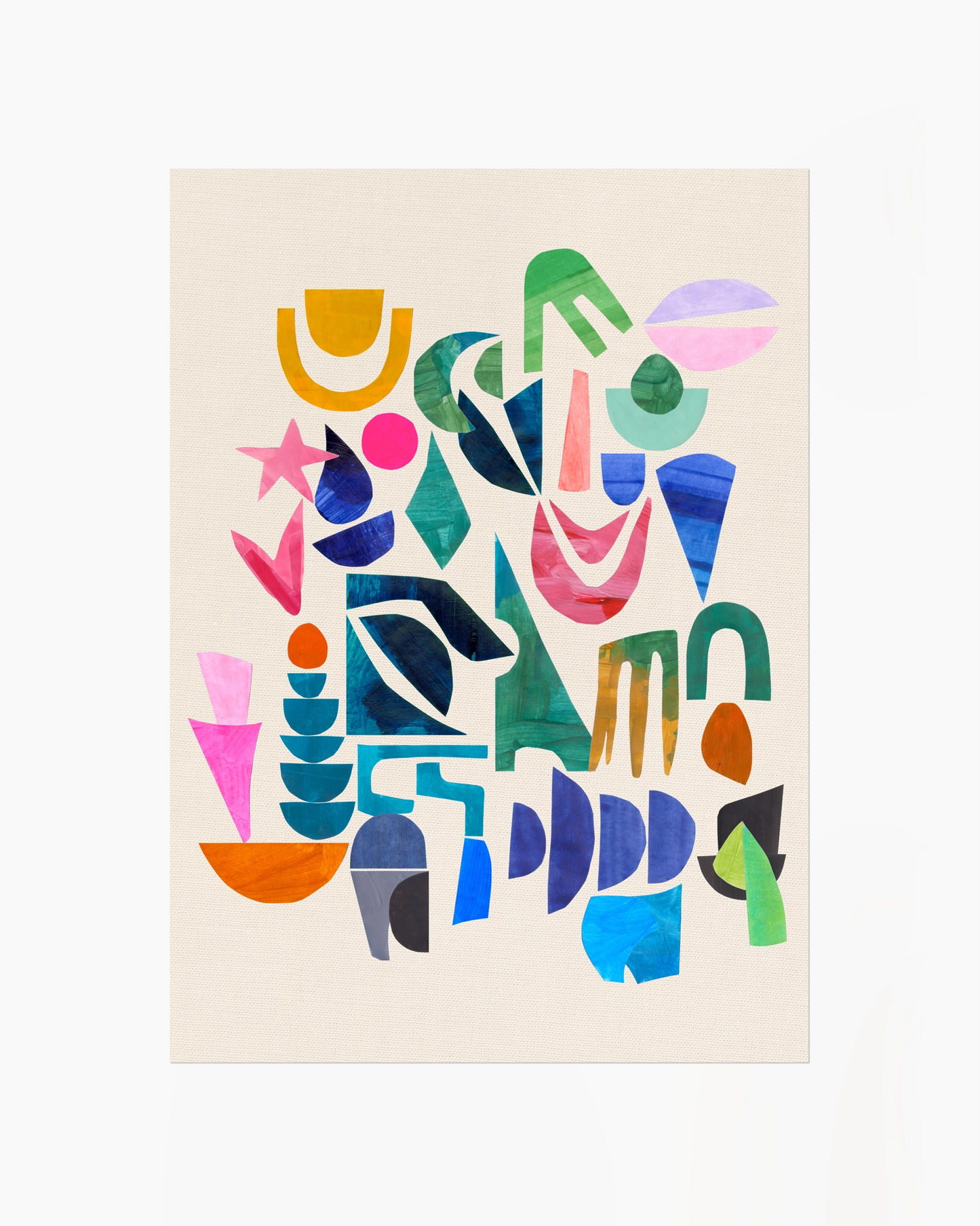 Colorful abstract geometric design on a beige background