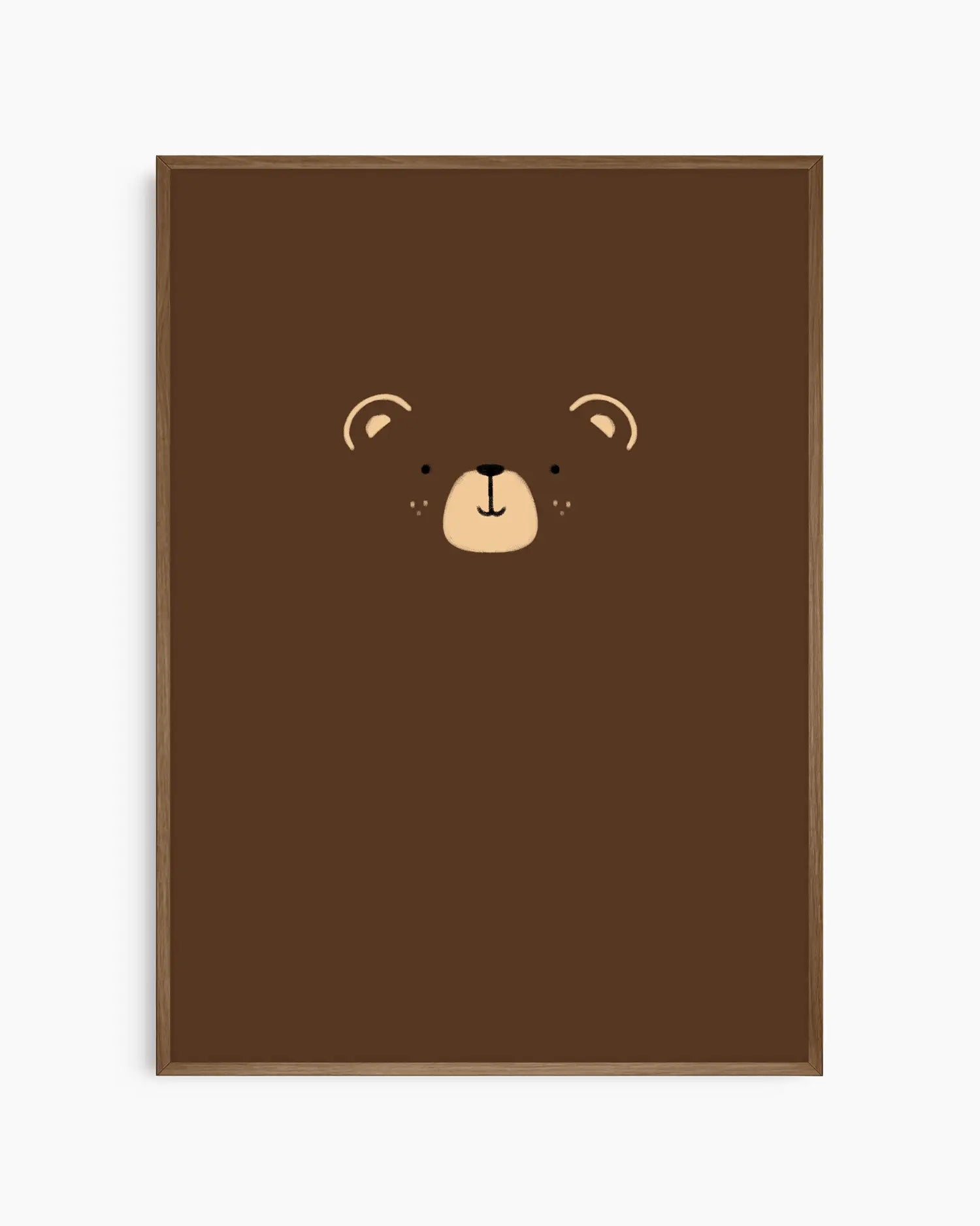 Brown poster with a bear face design on a white background