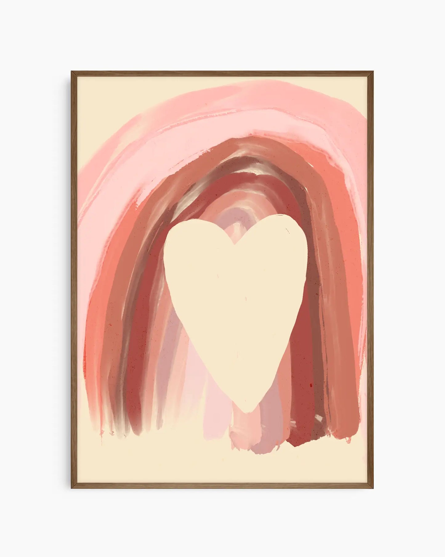Framed abstract art with a heart shape on a beige background