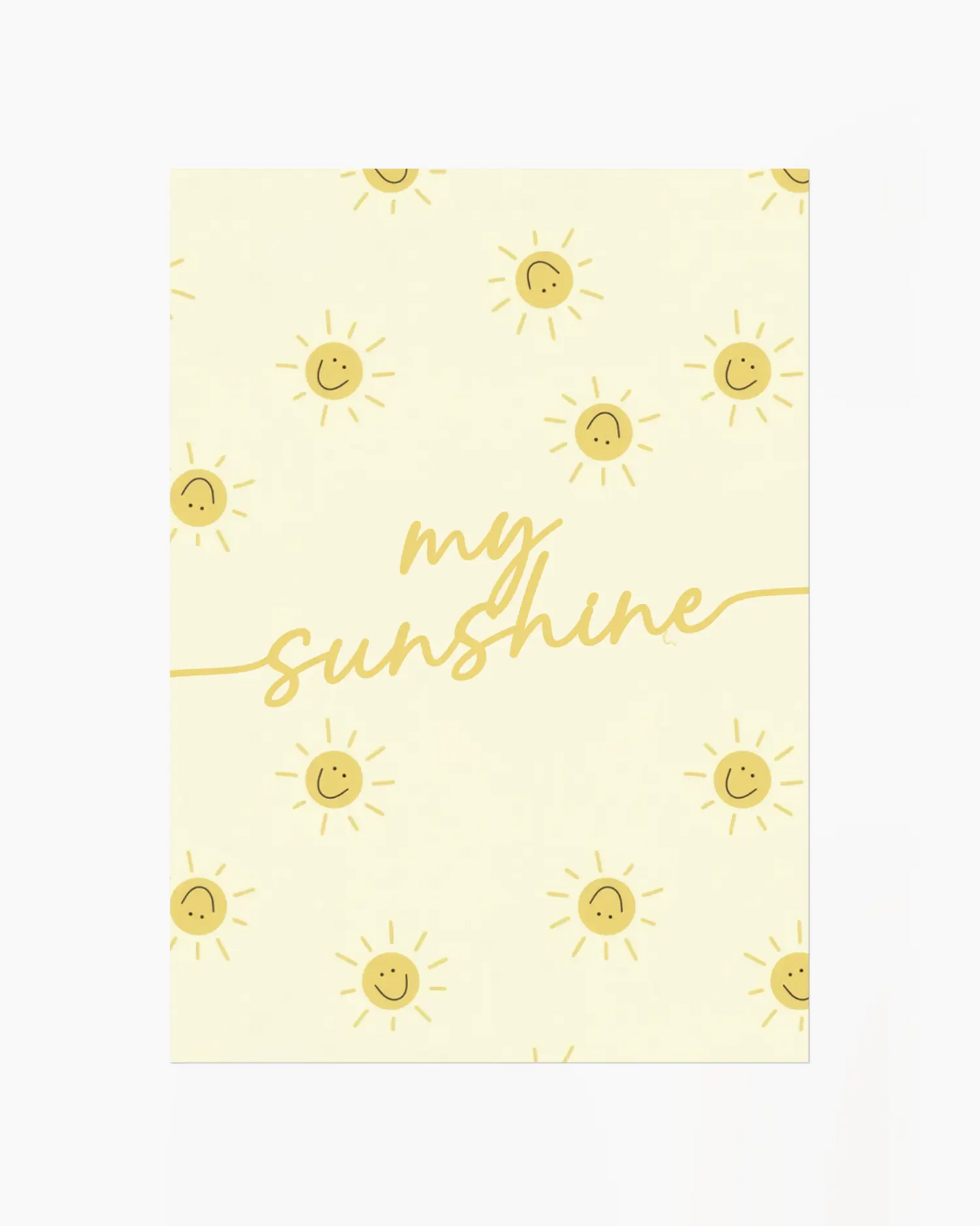Notebook with 'my sunshine' text and sun illustrations on a light yellow background