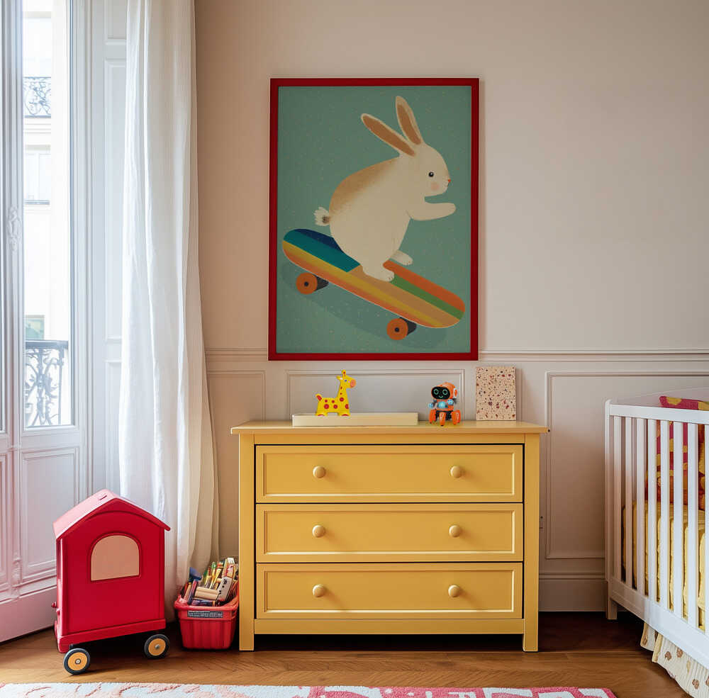 Skateboardende Konijn Poster