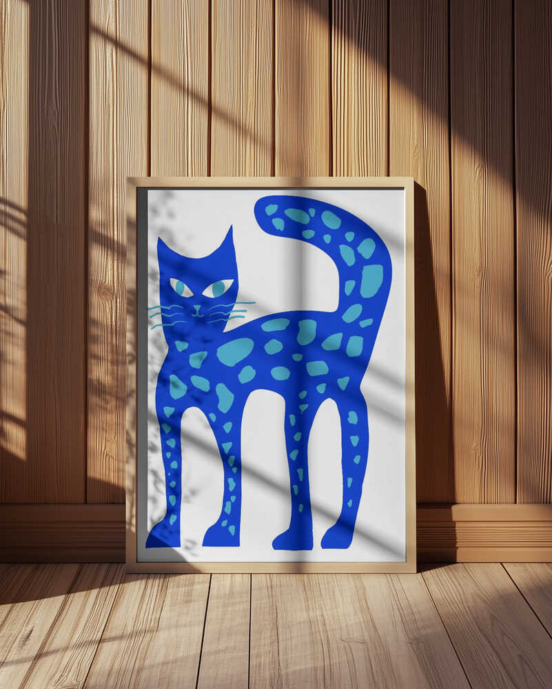 Grote Lichtgevende Blauwe Kat Poster
