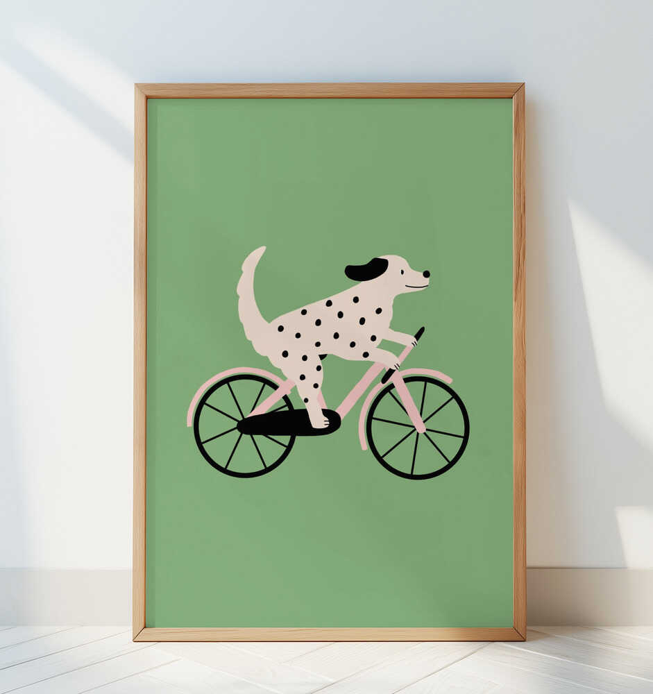 Hond op een Fiets Poster