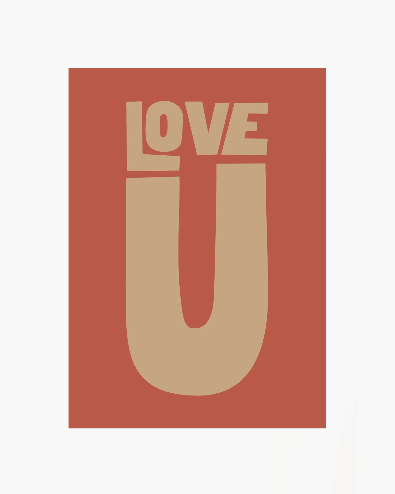Red nursery poster with 'LOVE U' text