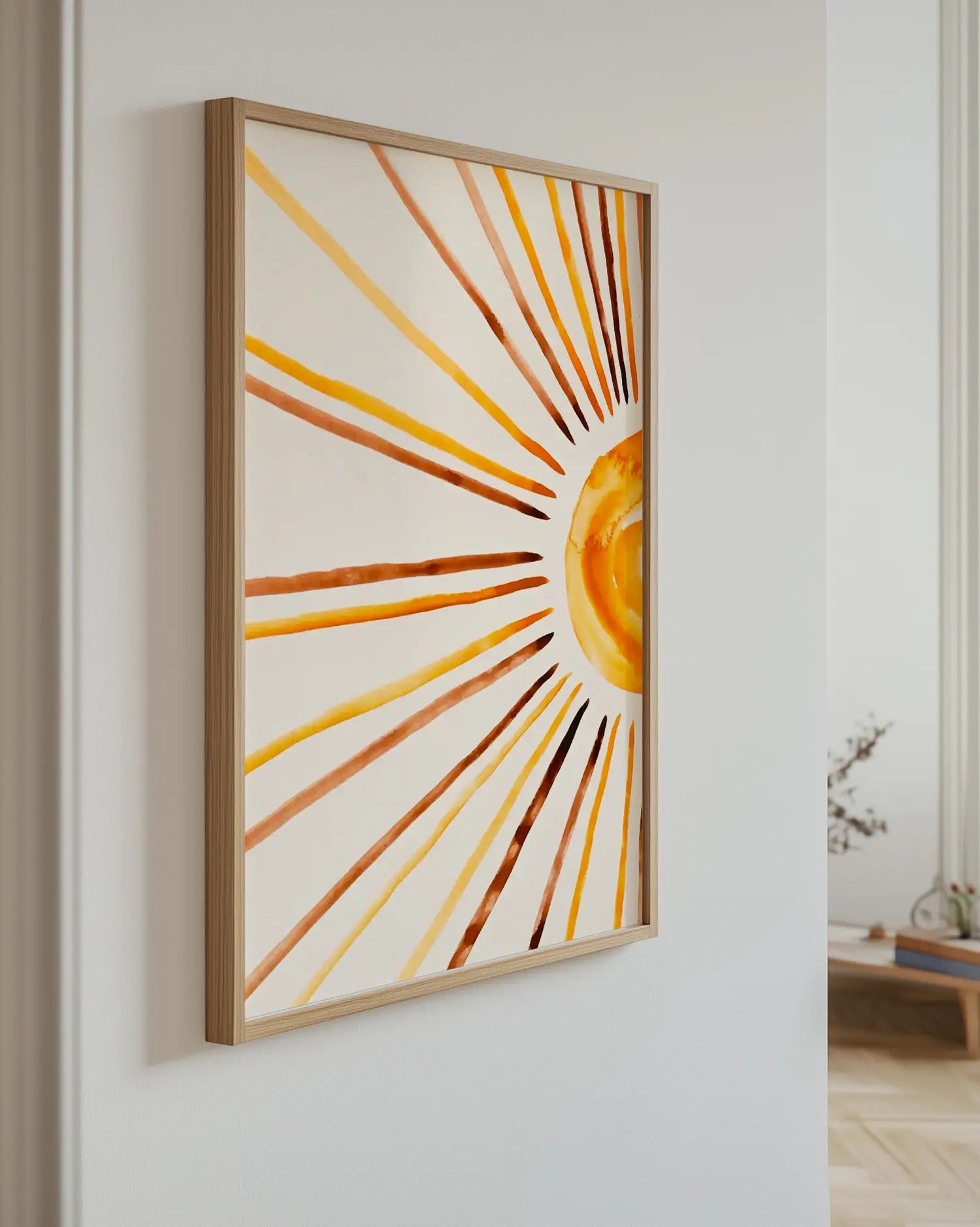 Wallart with sunrays design on a wall