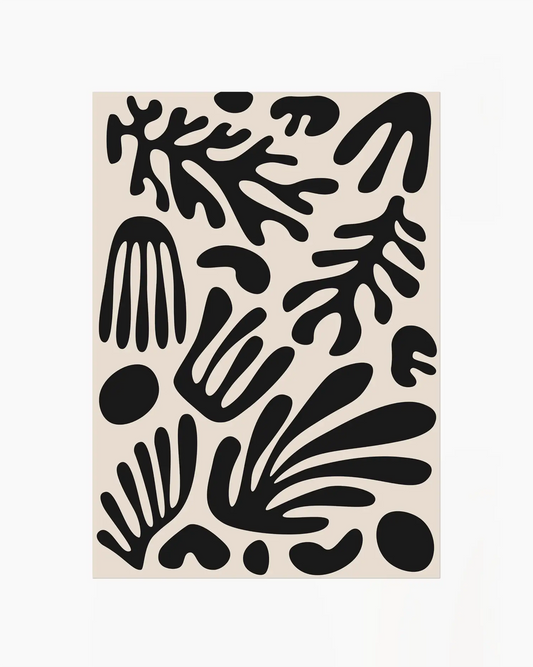 Abstract black pattern on a beige background