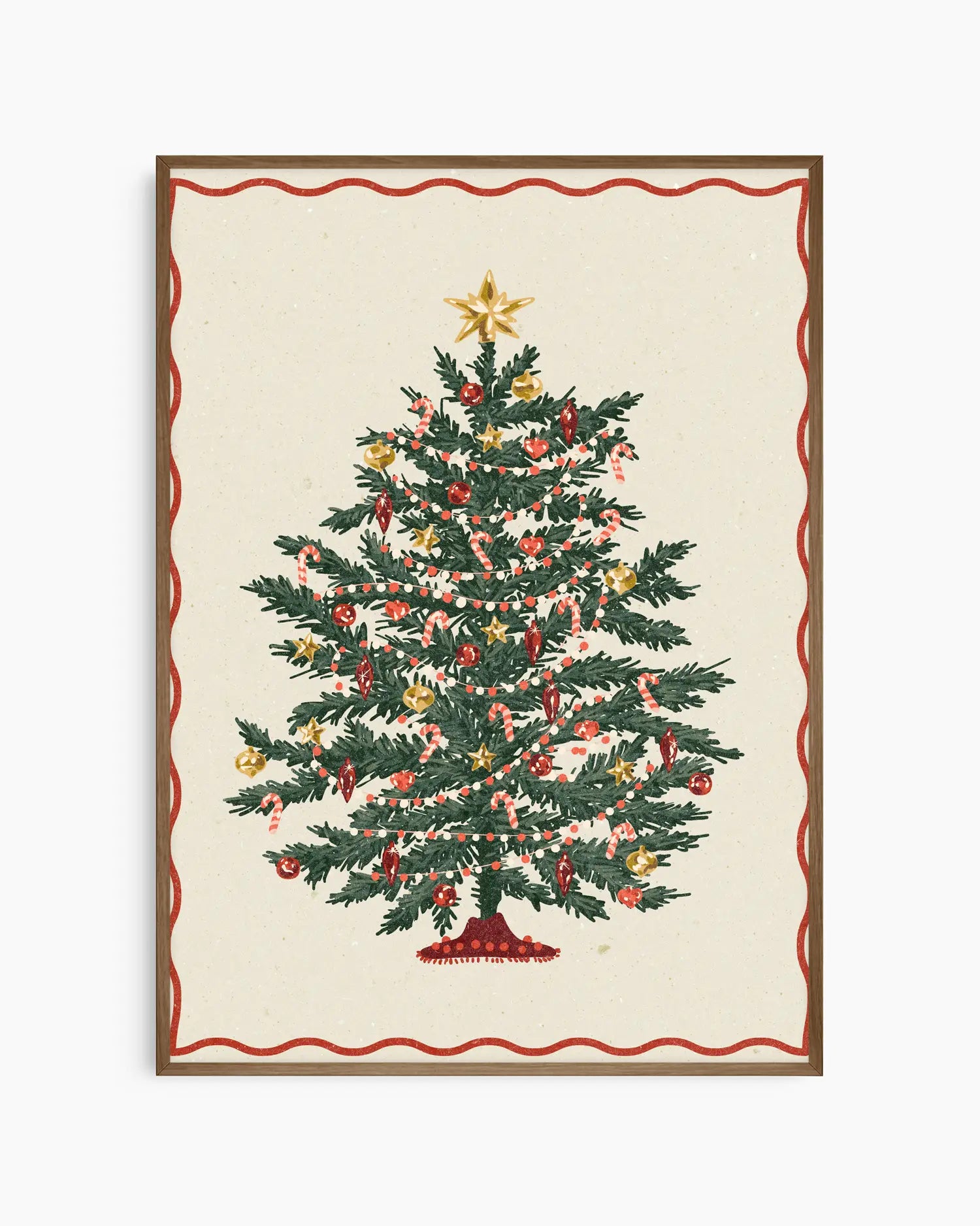 Decorative towel with a Christmas tree design on a white background