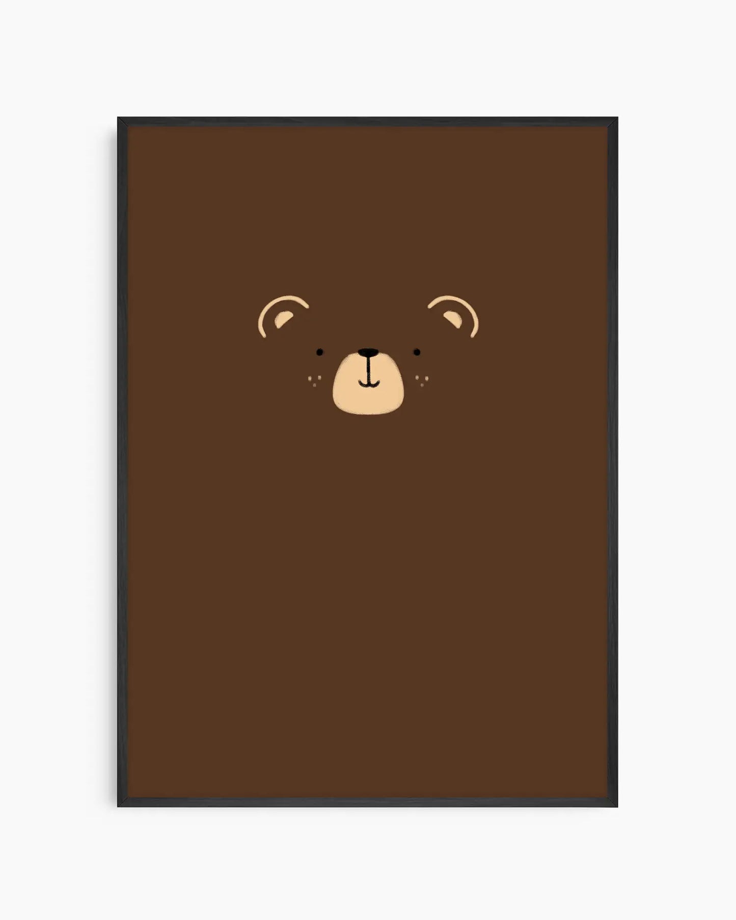 Brown poster with a bear face design on a white background