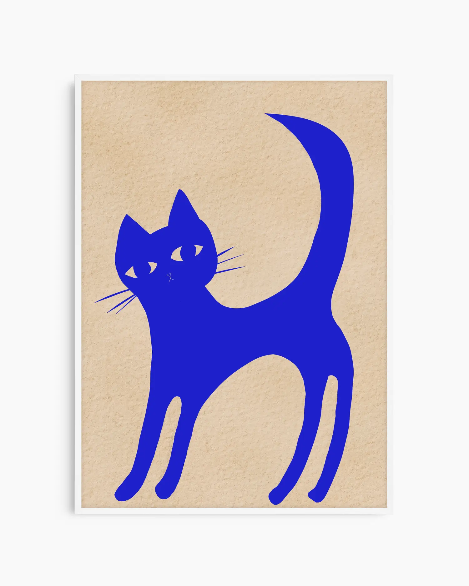 Blue cat illustration on a beige background