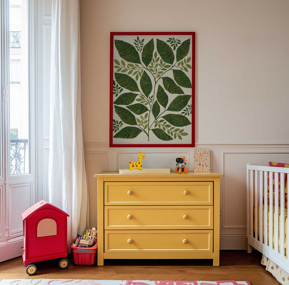 Gestreepte Bladeren Tak Poster