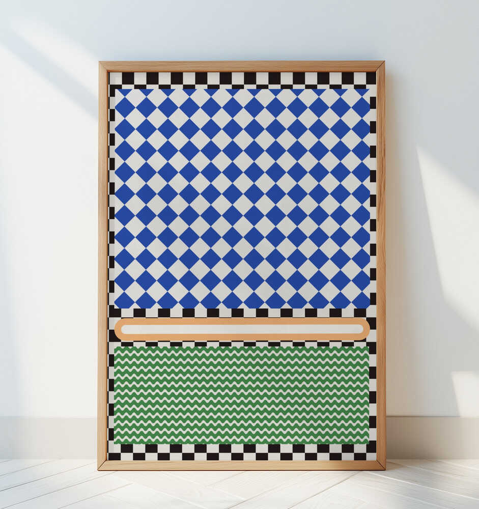 Geometrische Blauwe en Witte Poster