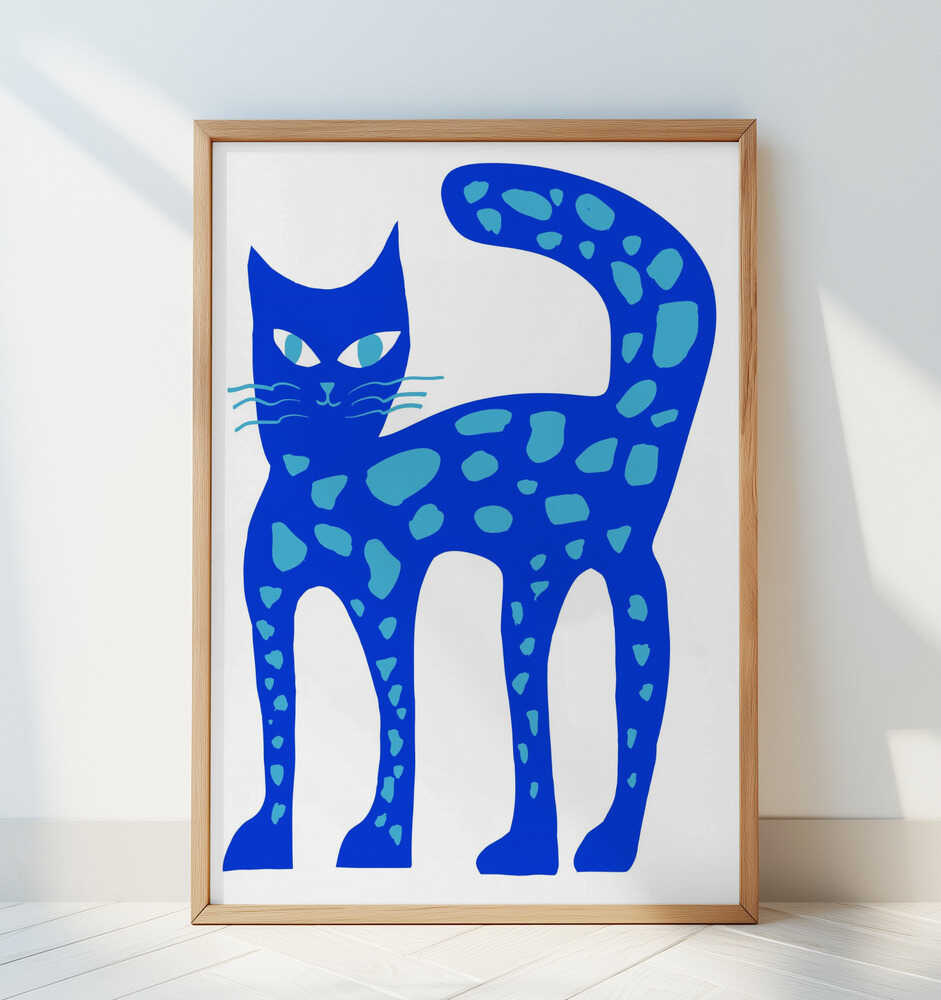 Grote Lichtgevende Blauwe Kat Poster