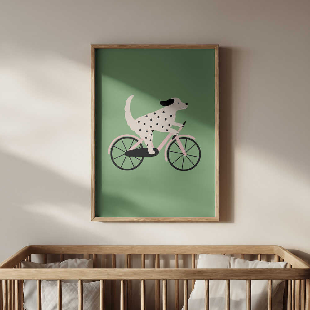 Hond op een Fiets Poster