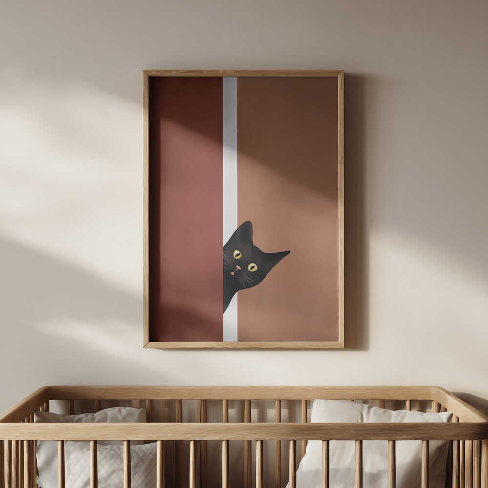 Nieuwsgierige Zwarte Kat Poster