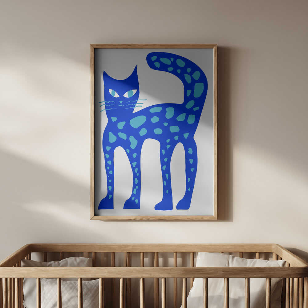 Grote Lichtgevende Blauwe Kat Poster